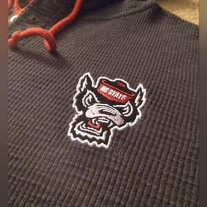NC State University Wolfpack Colessium Waffle-knit Thermal Cotton Hoodie XXL